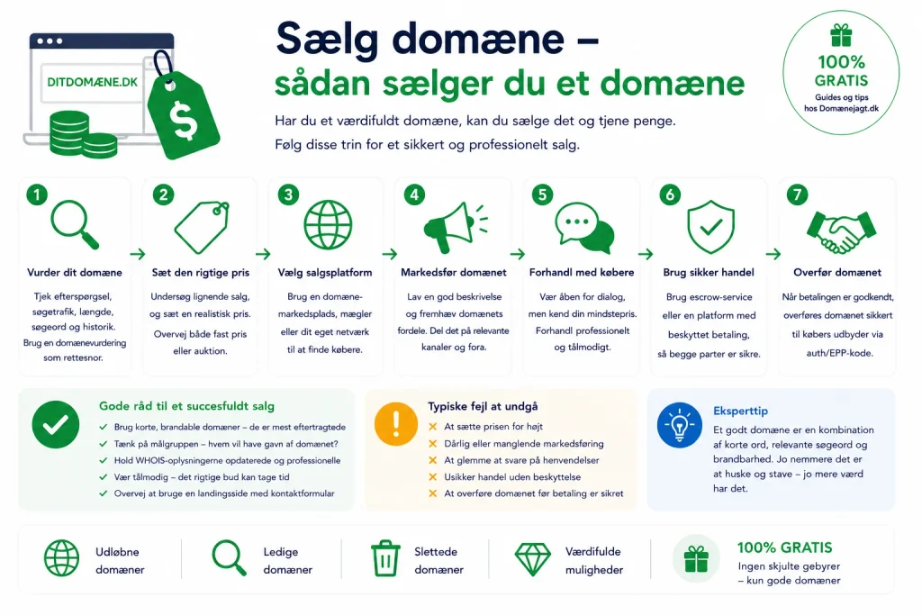 Sælg domæne – sådan sælger du et domæne
